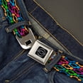 thumbnail image 2 of GM General Motors Belt, Seatbelt Buckle Belt, Chevy Bowties Row Black Multi Color, Youth 22 to 32 Inches, 2 of 9