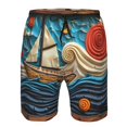 thumbnail image 3 of Balery Whimsical Sailboat Ocean Art Traje de Baño Estilo Hawaiano para Hombre, Shorts de Secado Rápido con Bolsillos-Small, 3 of 6