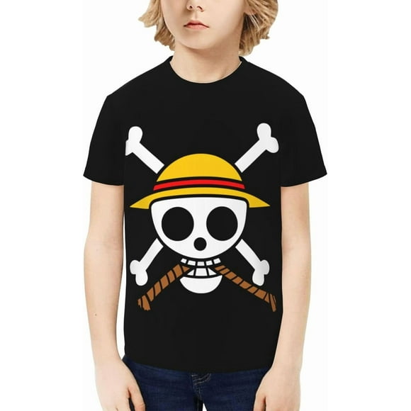 One Piece Anime Boys Girls 3D Graphic Printed T-Shirt Crewneck Short Sleeve Tees Kids Novelty Shirts 6-14 Years