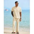 thumbnail image 2 of COOFANDY Linen Suit for Men Short Sleeve Vacation Outfits Casual Beach Pants Cotton Loungewear Sets, 2 of 9