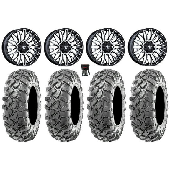 MSA Clubber 14" Wheels Machined 29" Carnage Tires Can-Am Commander Maverick Renegade Outlander Defender