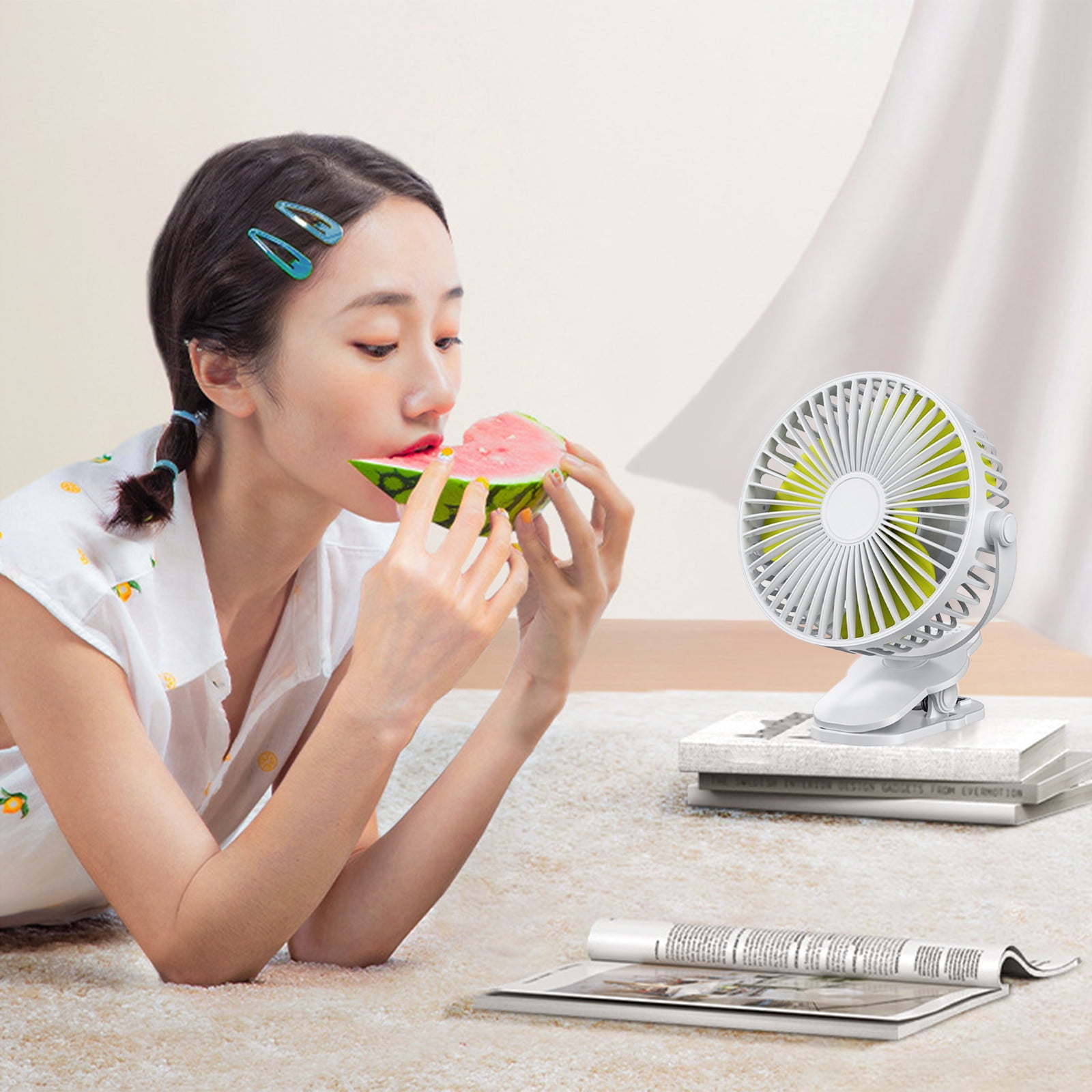 BZPIZ Portable Fan Clip Fan Battery Operated Desk Fan, USB Fan,Strong Airflow, Sturdy Clamp for Outdoors, Car Seat, Gym