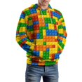 thumbnail image 5 of Colorful Brick Pattern Design Men's Women Vintage 3D Hooded Sweatshirt - All-Season Loose Fit Streetwear, 5 of 6