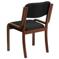 thumbnail image 3 of Contemporary Walnut Wood Side Reception Chair with Black Fabric Seat, 3 of 5