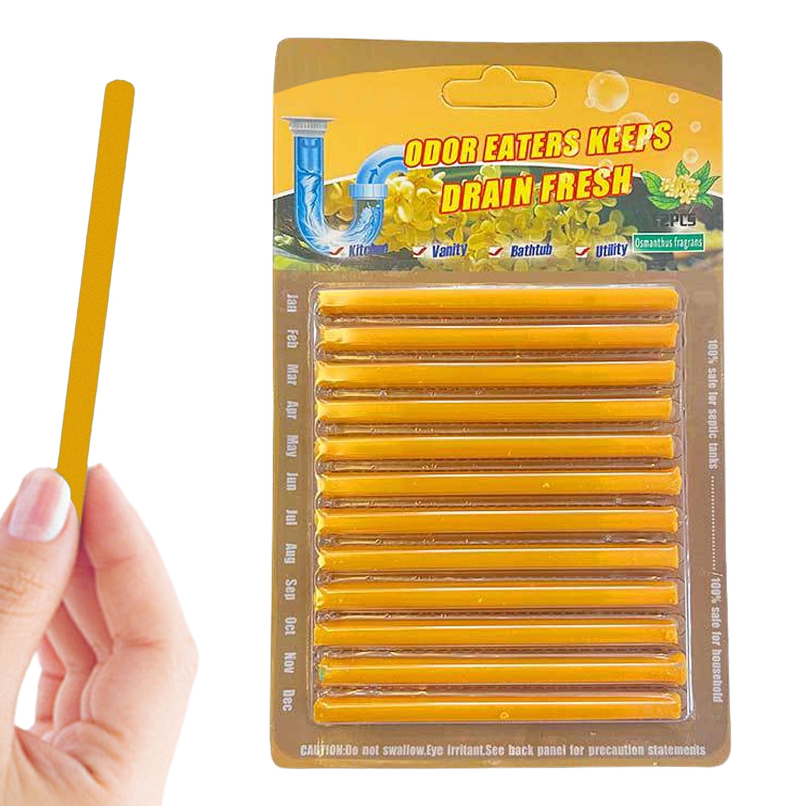 12 Pcs Drain Cleaner Sticks Sets NonToxic Sink Clean Deodorizer Tools