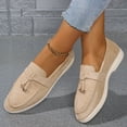 thumbnail image 2 of Women's Slip On Suede Loafers Comfortable Lightweight Business Dress Shoes Wide Width Slip On Sneakers Brown Size 6, 2 of 8