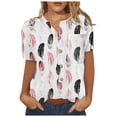 thumbnail image 2 of Puntoco camisas para mujer verano Casual algodón Lino manga corta camiseta suelta ajuste botón abajo solapa camisetas blusas casuales Puntoco Puntoco-3949, 2 of 4