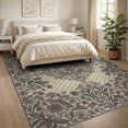 thumbnail image 3 of ODIKA 8'x10' Washable Area Rug Rose Floral Medallion With Vintage Scroll Border And Trellis Mauve Flowing for Dining Room, Large Office, Lounge, Non-Slip Chair-Friendly Mat, 3 of 7