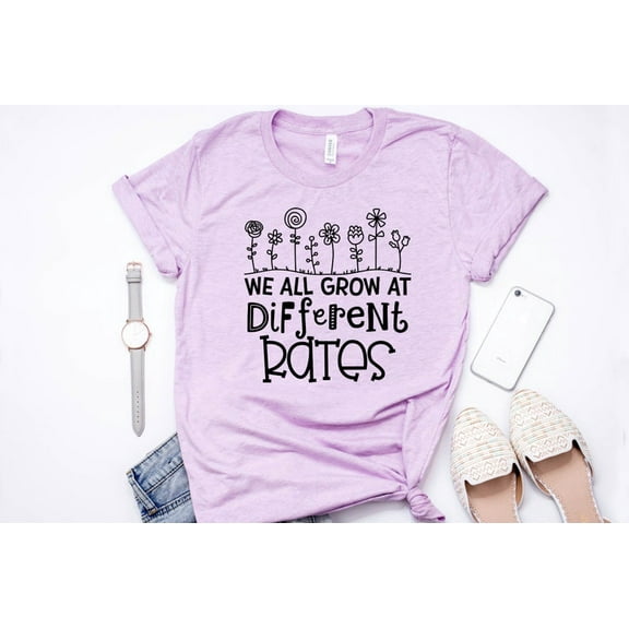 We All Grow At Different Rates, Teacher Shirt, Kindergarten Teacher Tee. Field Trip Shirts For Teachers, Teacher Gifts
