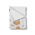 thumbnail image 2 of Saying Soft Flannel Fleece Throw Blanket, Teen Girl Dreaming About Sweets Food Doodle Characters Kawaii Cartoon Faces, Cozy Plush for Indoor and Outdoor Use, 50" x 60", Multicolor, by Ambesonne, 2 of 6