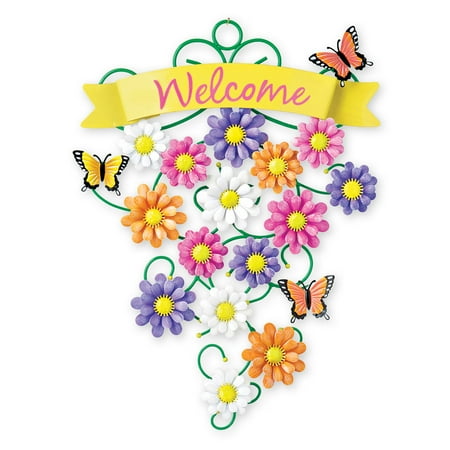 Butterflies And Flowers Metal Welcome Sign on walmart