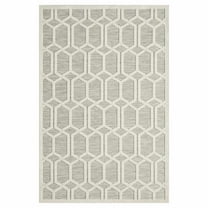 HomeRoots 8' X 10' Gray And Ivory Geometric Stain Resistant Indoor Outdoor Area Rug