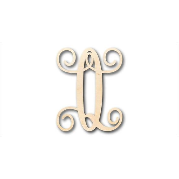Unfinished Wood Monogram Q Shape - Craft - up to 46" DIY 3" / 1/8"