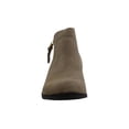 thumbnail image 3 of SOLE BOUND Womens Beige Zipper Accent Uriel Round Toe Block Heel Zip-Up Leather Booties 7 M, 3 of 5