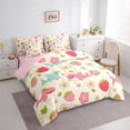 thumbnail image 2 of Feelyou Cute Shark Animal Twin Bedding Sets for Girls Kids, Strawberry Flower Bedding Comforter Set, Pink Cream, Pink Reversible, 7-Piece, 2 of 7