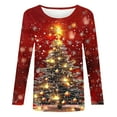 thumbnail image 4 of Horkkom Christmas Shirts for Women Holiday Party Xmas Tree Print Long Sleeve Shirts Plus Size Crewneck Christmas Tops XXXXXL, 4 of 9
