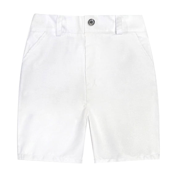 JIAHONG School Uniform for Girls Shorts, Side Pockets Elastic Waistband Cotton Blend Summer Shorts, Back to School-White, 13-14 Years