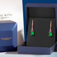 thumbnail image 5 of Gem Stone King 18K Rose Gold Plated Silver Green Nano Emerald and Pink Moissanite Dangle Earrings for Women with Lab Grown Diamond (3.49 Cttw, Oval 9X7MM), 5 of 6