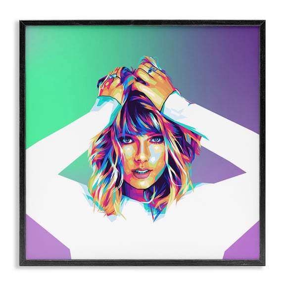 Stupell Industries Modern Pop Musician Woman Black Framed Giclee Art, 12 x 12, by Birch&Ink