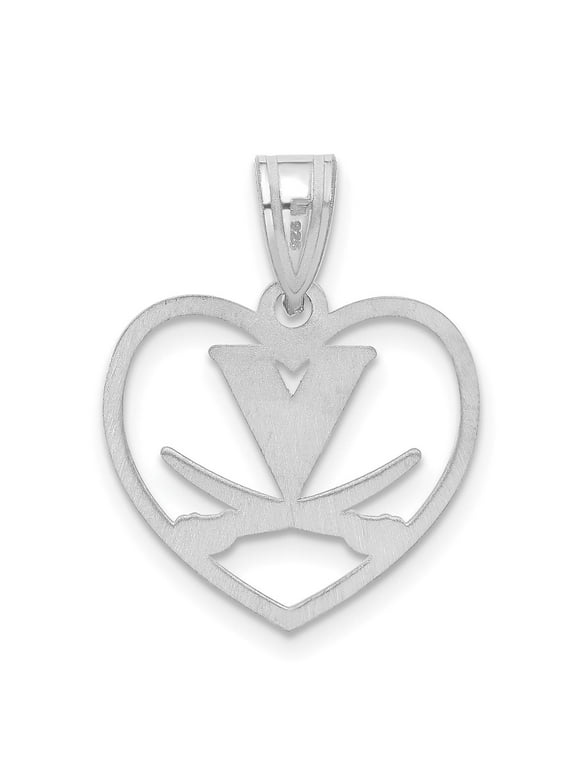 Sterling Silver Rhodium-plated LogoArt University of Virginia Heart Pendant QSS062UVA
