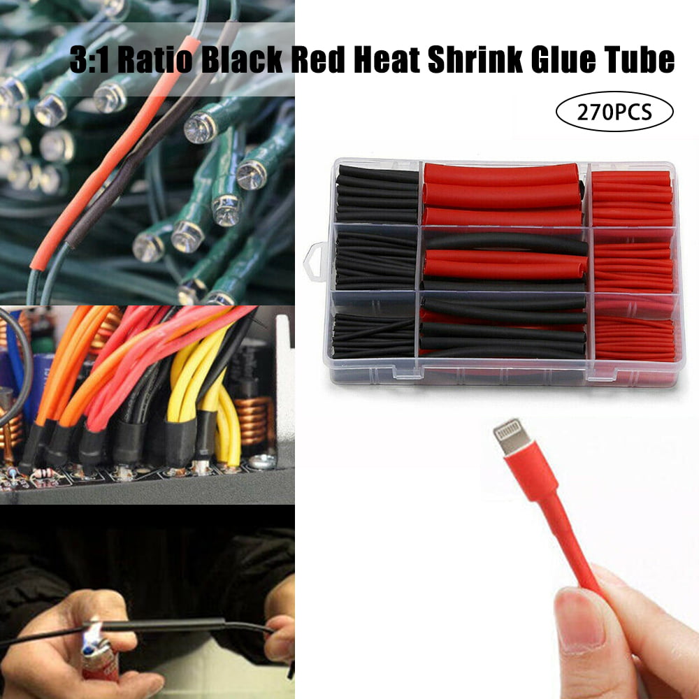 60Feet 1/4" black 3:1 Heat Shrink Tubing electrical wire wrap with adhesive UL 