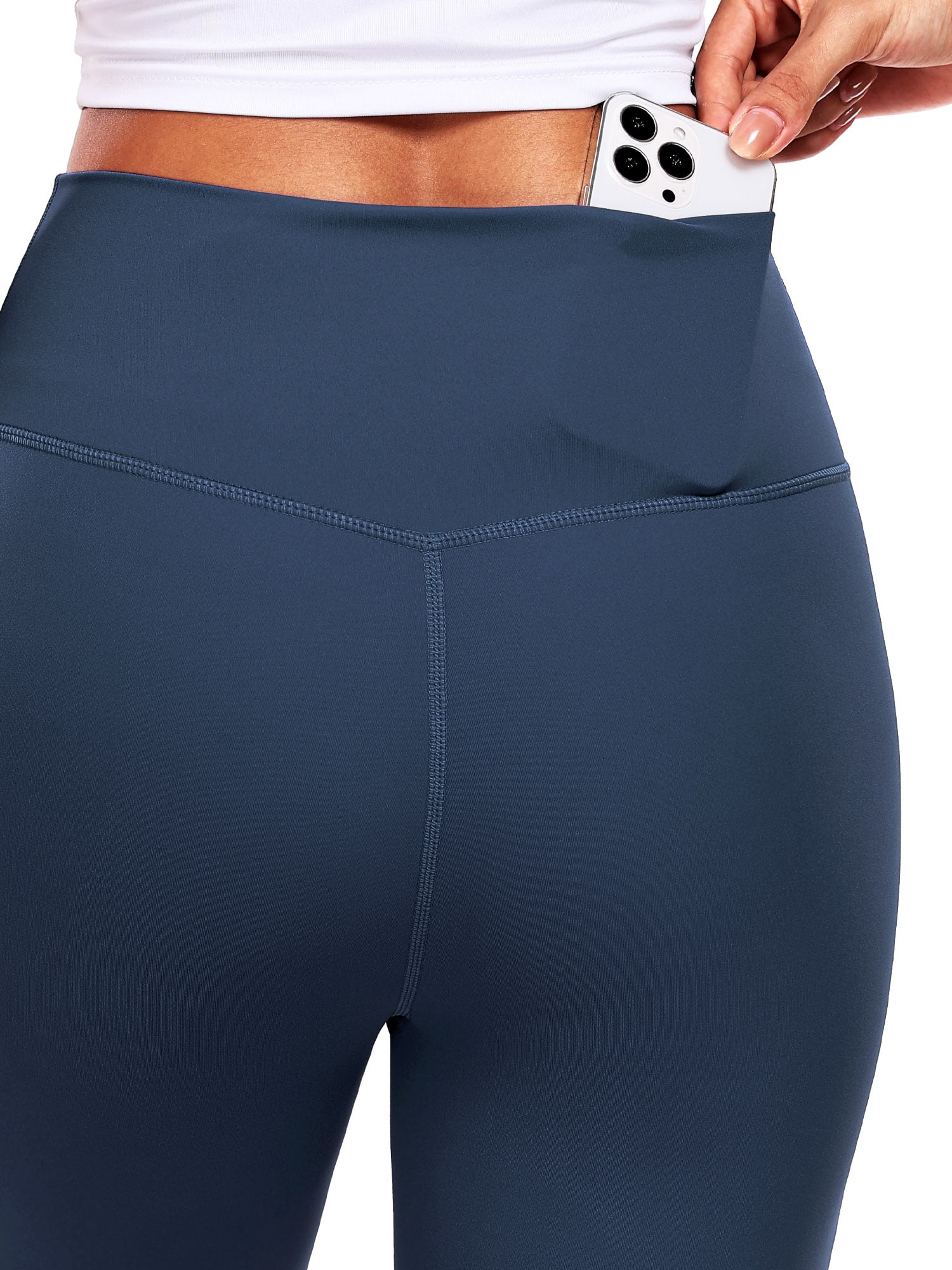 NELEUS ButterSoftFlex Womens High Waist Legging for Yoga Workout Athletic Pants with Waistband Pocket,Black+Navy Blue,US Size L