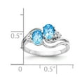 thumbnail image 3 of Solid 14k White Gold 6x4mm Oval Blue Topaz Diamond Engagement Ring Size 7.5 (.048 cttw.), 3 of 6