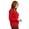thumbnail image 2 of Sofra Women's Cotton Comfort Zip Up Hoodie Jersey Sweater - Red - Small, 2 of 4