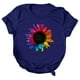thumbnail image 3 of Gibobby Camisas De Vestir Camiseta informal con estampado de flores para mujer, camiseta de manga corta con cuello redondo, camiseta elegante holgada, blusa, Top（Azul， S), 3 of 5