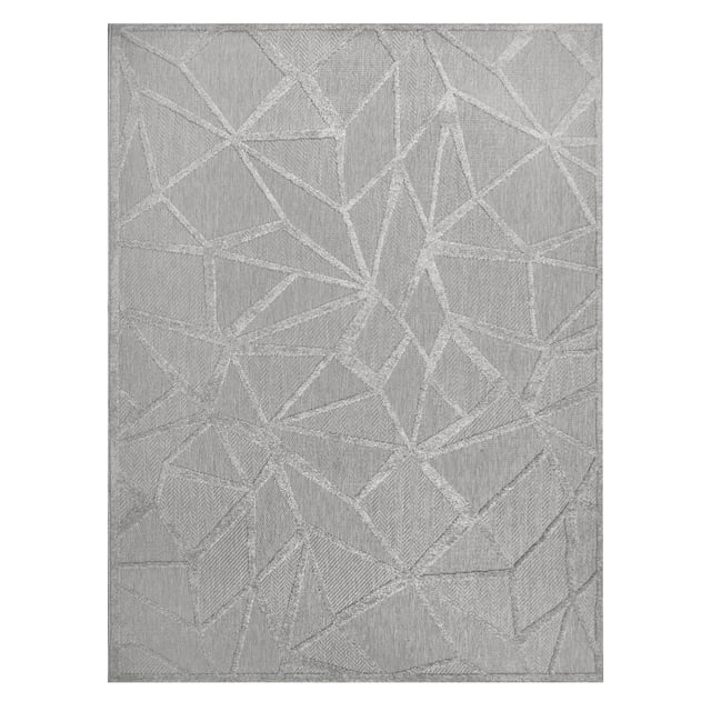 Leick Home 595744 Vennor Geometric Indoor Outdoor Area Rug Rectangle 6'7"x9'6"