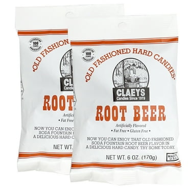 Claeys Sanded Rootbeer Drops, 6 Oz Bag - 2 Pack, Hard Sour Candy, Rootbeer Flavored Candy