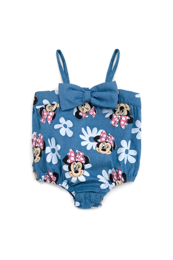 Minnie Mouse Floral Bubble Romper Chambray Newborn to Infant