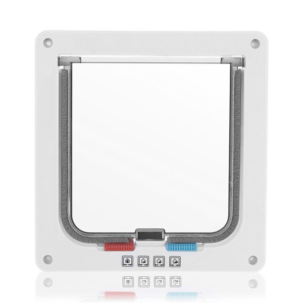 Sywqhk Puerta con solapa de seguridad para perros y gatos con cerradura de 4 vías (blanco XL) Sywqhk Para estrenar