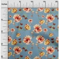 thumbnail image 1 of oneOone Cotton Silk Grayish Blue Fabric Flower & Leaves Watercolor Sewing Craft Projects Fabric Prints By Yard 42 Inch Wide, 1 of 4