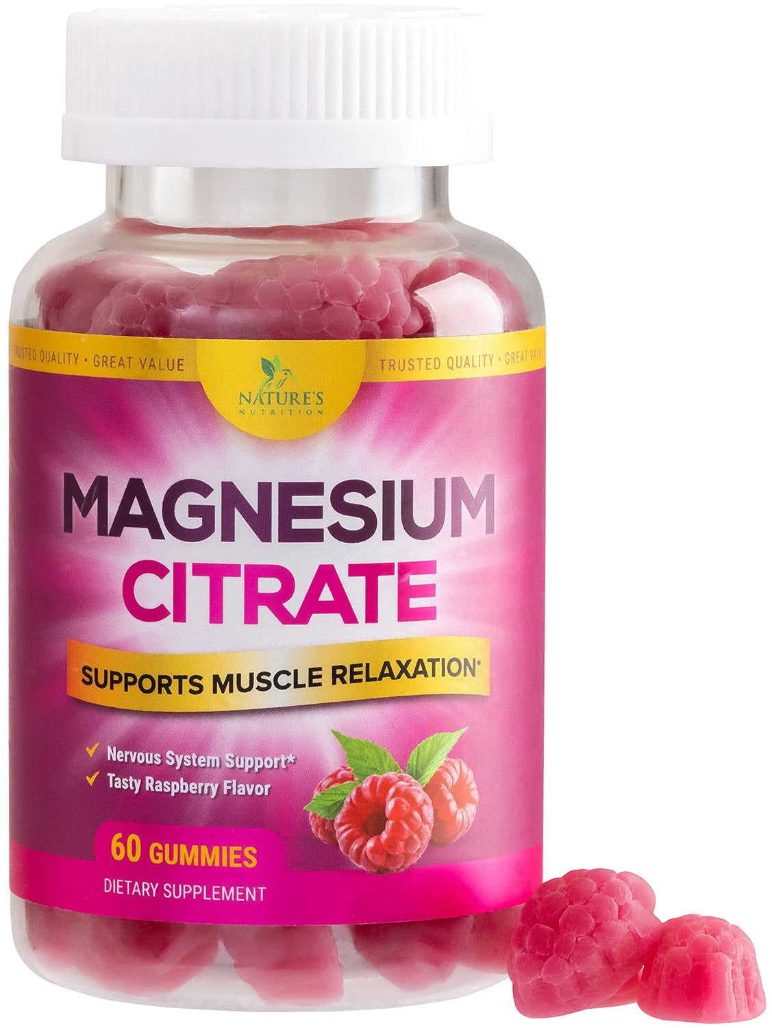 Nature's Nutrition Magnesium Gummies, High Absorption, 100mg, 60 Gummies