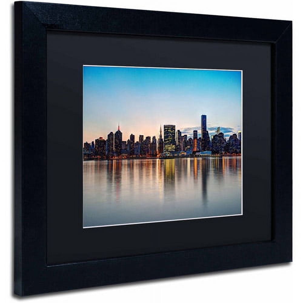 Trademark Fine Art "Midtown NYC Over the East River-I" Canvas Art by David Ayash, Black Matte, Black Frame