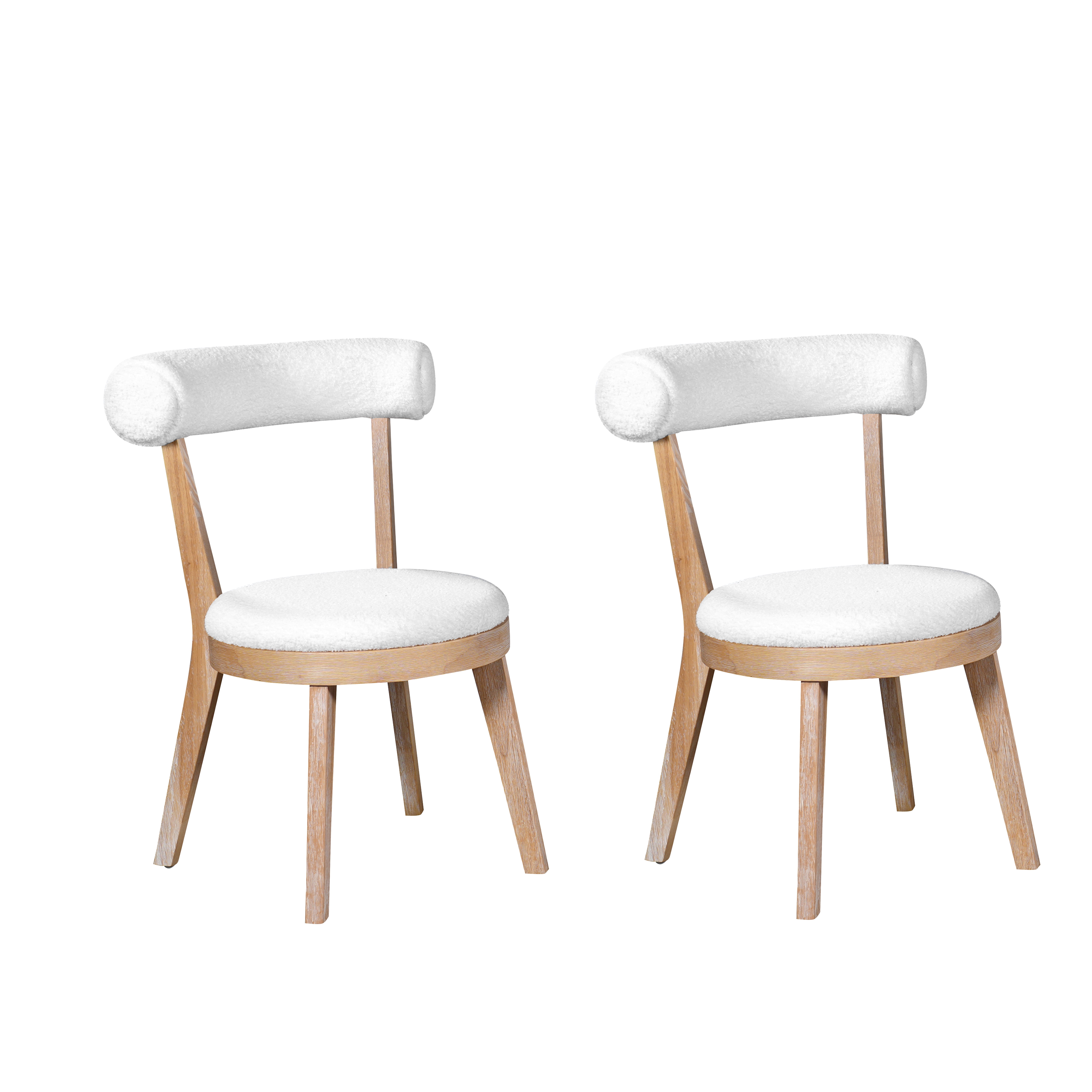 Upholstered Dining Chair, Set of 2 with Thick Padded Seat and Rubberwood Frame, Beige Fabric for Modern Dining Room Kitchen