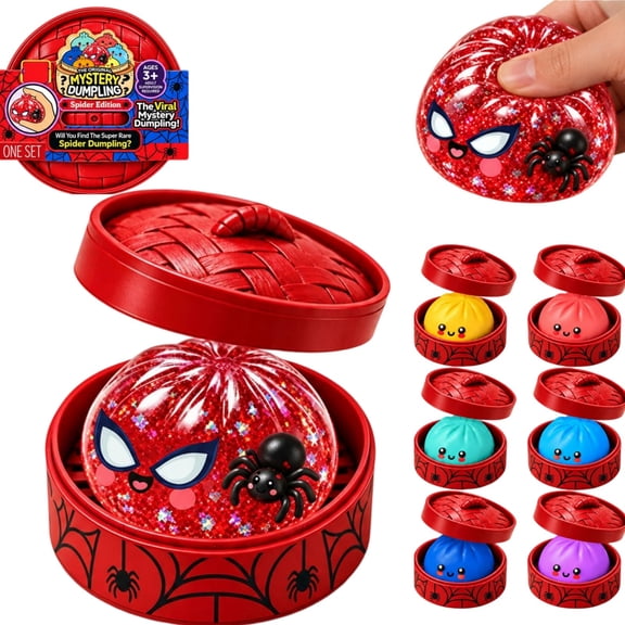 3.3in Spider Dumpling Shaped Squishies Toys, Blind Box 1pc Random, Slow Rebound Stress Relief Fidget Toys Squeeze, Calming