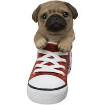 Ebros 'Paw-Star' Pups Fawn Pug Dog in Sneaker with Glass Eyes Figurine
