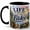 Black, variant on Life Is Better at the Lake Coffee Mug, Relaxing Cabin Lake and Canoe Design, 11 oz Ceramic Cup