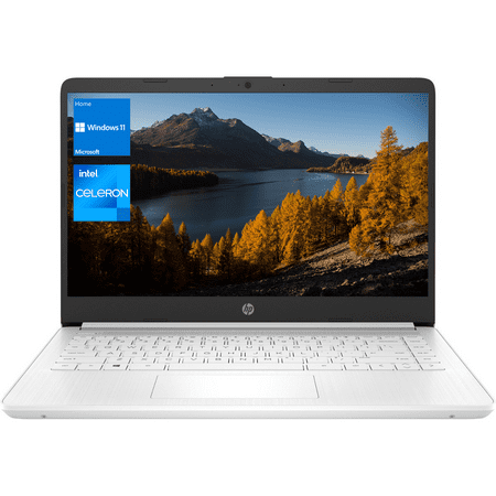 HP Essential Laptop, 14" HD Display, Intel Celeron N4120, 4GB RAM, 64GB eMMC, 1 Year Office 365, Webcam, SD Card Reader, HDMI, Wi-Fi, Windows 11 Home, White