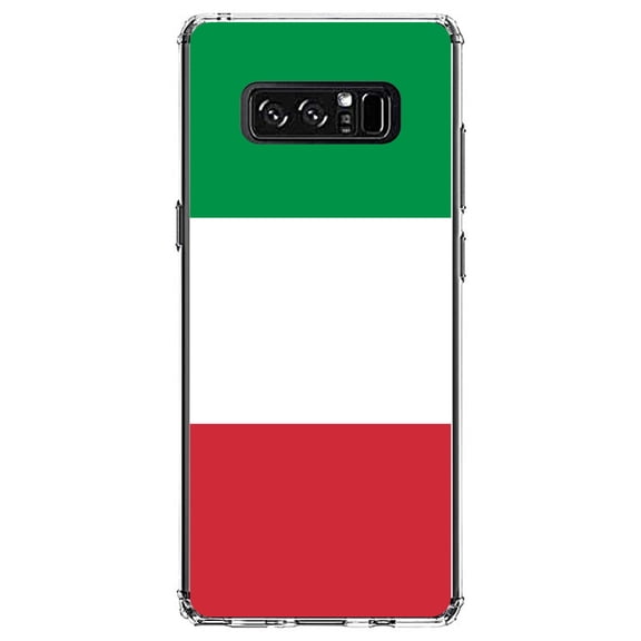 DistinctInk Clear Shockproof Hybrid Case for Samsung Galaxy Note 8 - TPU Bumper, Acrylic Back, Tempered Glass Screen Protector - Italy Flag Red White Green - Italy