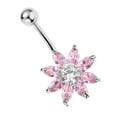 thumbnail image 6 of hengtong 5X Stainless Steel Chrysanthemum Belly Button Navel +Pink, 6 of 9