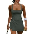thumbnail image 2 of yoeyez Combinaisons et Salopettes pour Femmes, Combinaisons-Robe de Tennis pour Femmes avec Shorts Intégrés Salopettes d'Entraînement Athlétiques Robe-Short Tenues de Golf Gris Foncé, S, 2 of 7