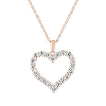 Simulated Diamond Heart Pendant 14kt Rose Gold Plated