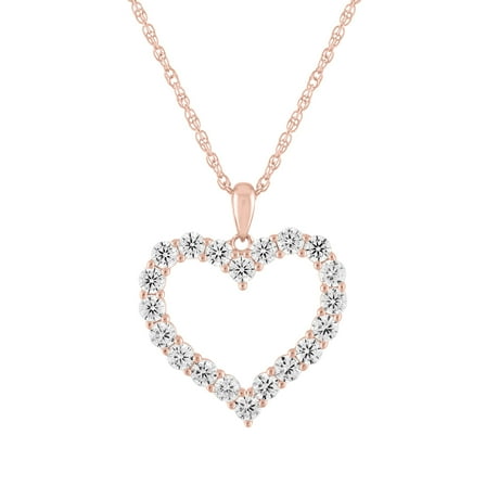 Simulated Diamond Heart Pendant 14kt Rose Gold Plated