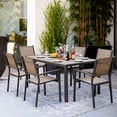 thumbnail image 2 of Homall 7 Piece Outdoor Dining Set for 6, Patio Table and Chairs Set with Textilene, Stackable Breathable Mesh Chairs, All-Weather Patio Furniture for Backyard Deck Poolside, Brown, 2 of 7