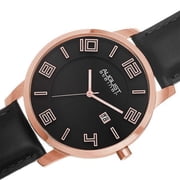 Mens Ultra-Thin Swiss Quartz Leather Black Strap Watch