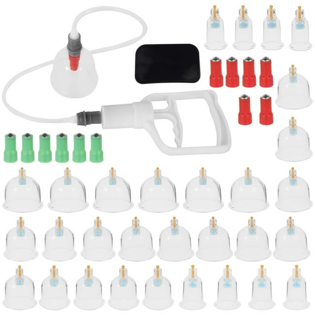 MesaSe 32 Cupping Cups Set Biomagnetic Traditional Cupping with Pumping Handle and Extension Tube Anti-Cellulite Vacuum Face and Body Massager for Adult Home Use