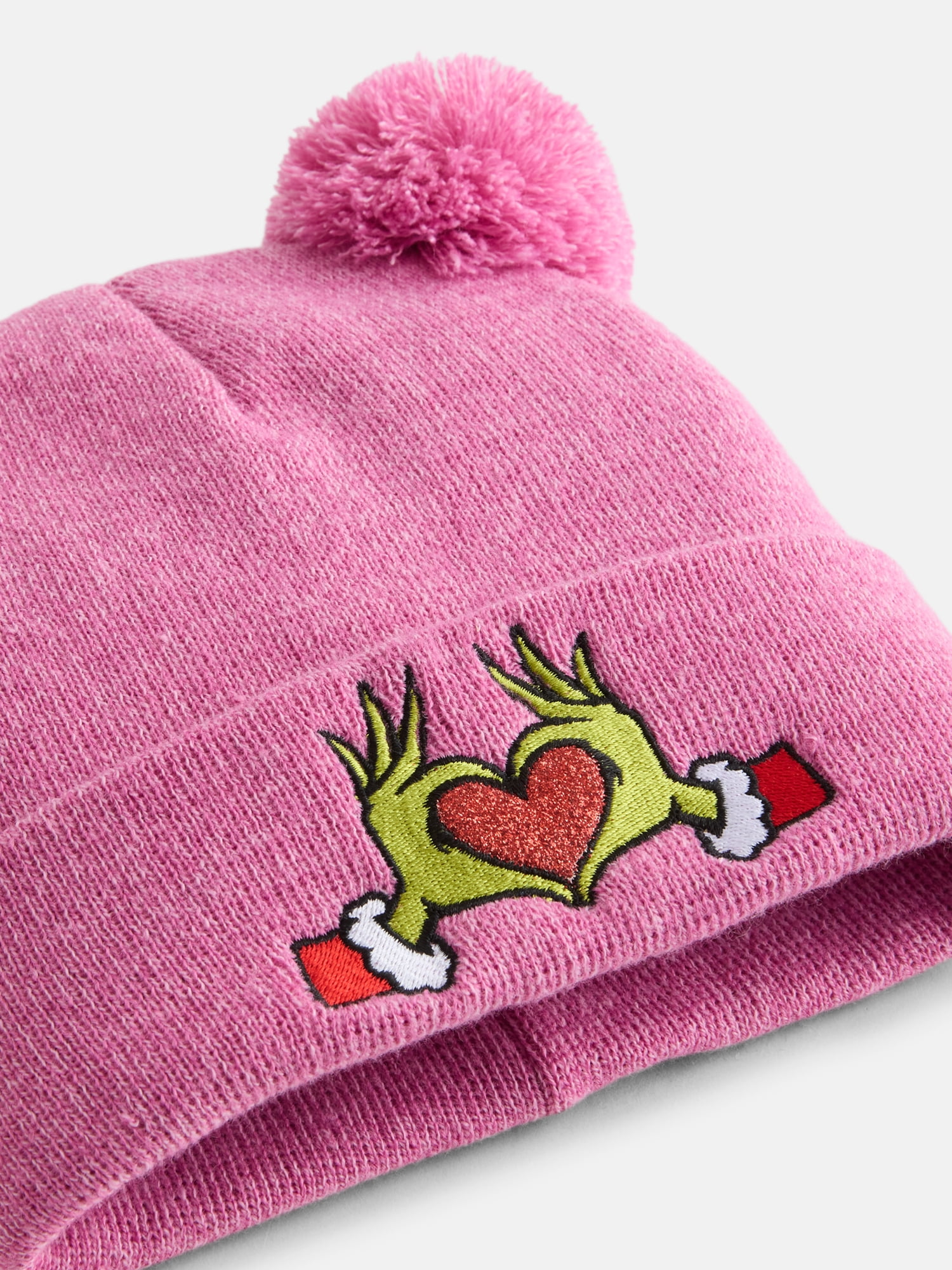 The Grinch Toddler Girls Pom Pom Beanie and Mittens Set, 2 Piece, One Size